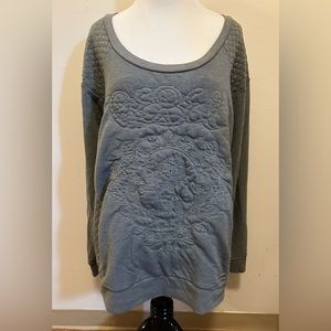 Torrid Rebel Wilson Sweatshirt Women Gray Quilted Plus Size Long Sleeve